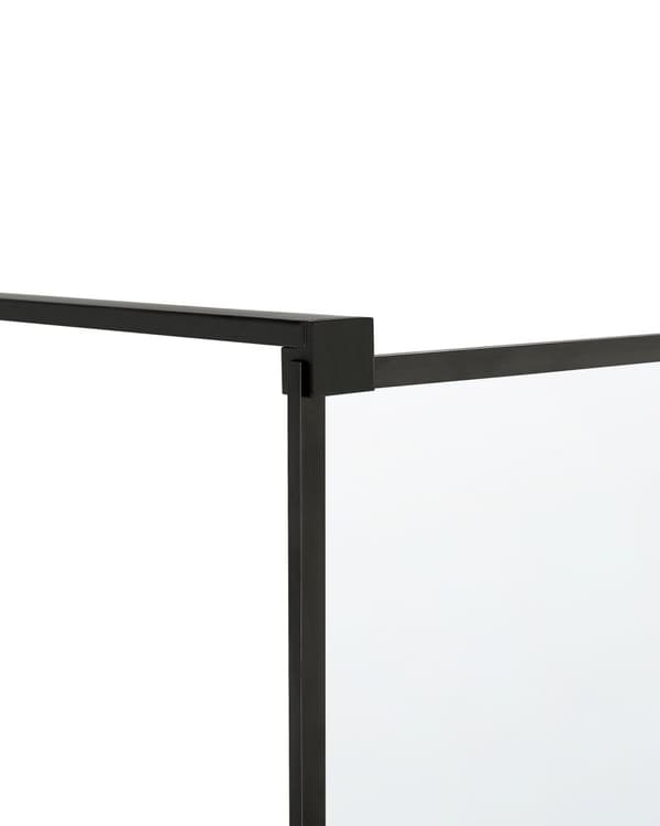 Bruseafskærmning Sort aluminium og stål med hærdet glas 100 x 190 cm Ramme gennemsigtig Vådrum Badeværelse brusevæg vendbar