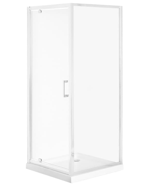 Brusehjørne Sølv Krom Aluminium Hærdet Glas 70 x 70 x 185 cm Firkantet Bruseafskærmning Enkeltdør med Magnet Moderne Badeværelse Glas Design