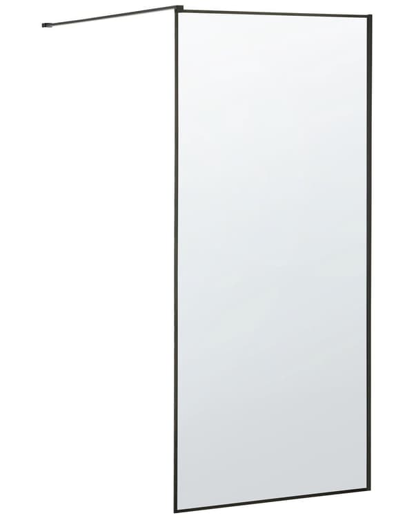 Bruseafskærmning Sort aluminium og stål med hærdet glas 80 x 190 cm Ramme gennemsigtig Vådrum Badeværelse brusevæg vendbar