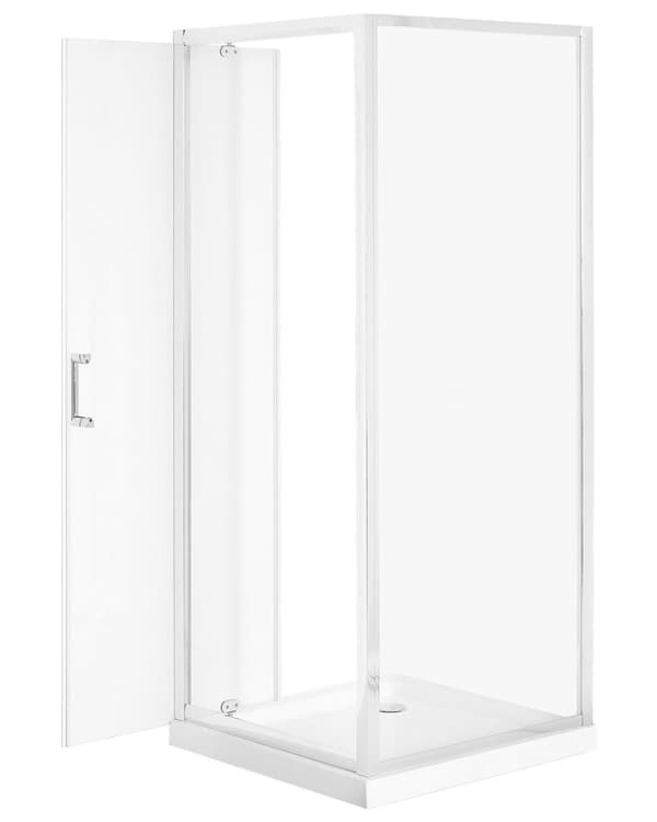 Dusjvegg Sølv herdet glass Aluminiumsramme Enkeldør Firkantet 70 x 70 x 185 cm Moderne Design