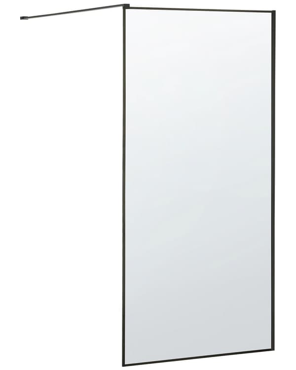 Dusjvegg Svart Herdet Glass Rustfritt Stål Ramme Våtrom Bad Dørløs Avskjerming 100 x 190 cm