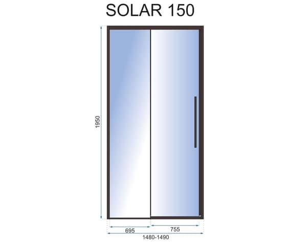 BRUSEDØR SOL SORT MAT 150