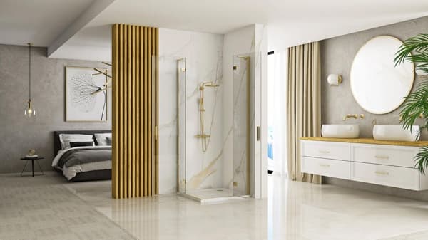 Brusekabine REA Hugo Double 80x80 Børstet Guld