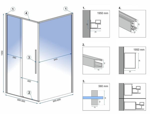 BRUSEKABINE SOL SORT TÆPPE 90X90