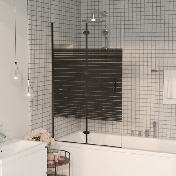 foldbar bruseafskærmning 80x140 cm sikkerhedsglas sort