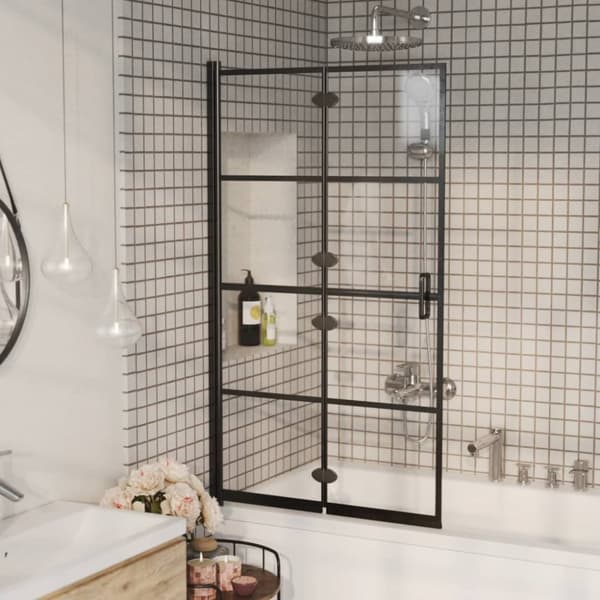 foldbar bruseafskærmning 80x140 cm sikkerhedsglas sort