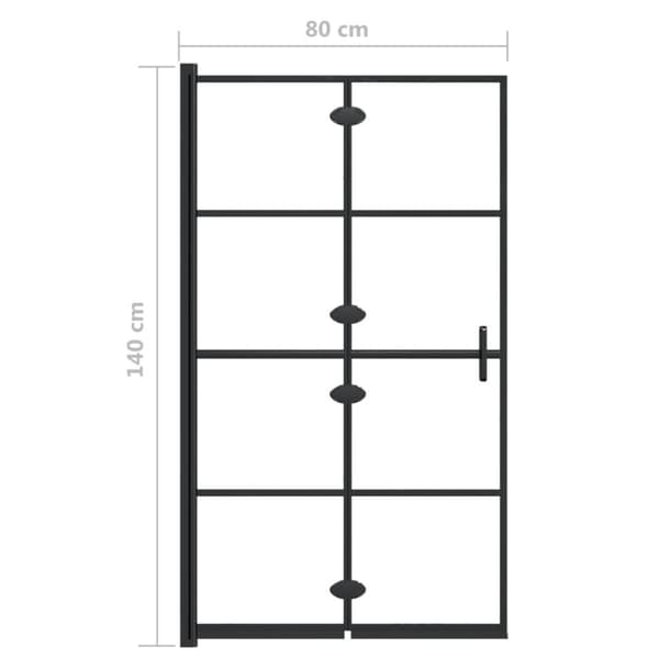 foldbar bruseafskærmning 80x140 cm sikkerhedsglas sort