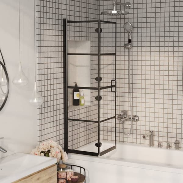 foldbar bruseafskærmning 80x140 cm sikkerhedsglas sort