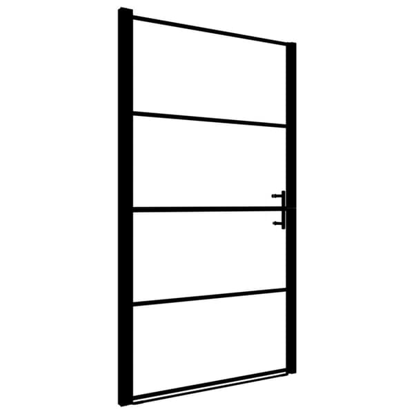 brusedør 91 x 195 cm hærdet glas sort