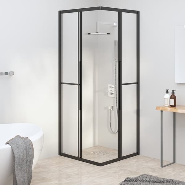 brusekabine 70x70x180 cm matteret sikkerhedsglas sort