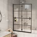 Miniatyrbillede 3 af 9: foldbar bruseafskærmning 100x140 cm sikkerhedsglas sort
