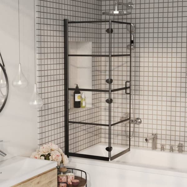 foldbar bruseafskærmning 100x140 cm sikkerhedsglas sort