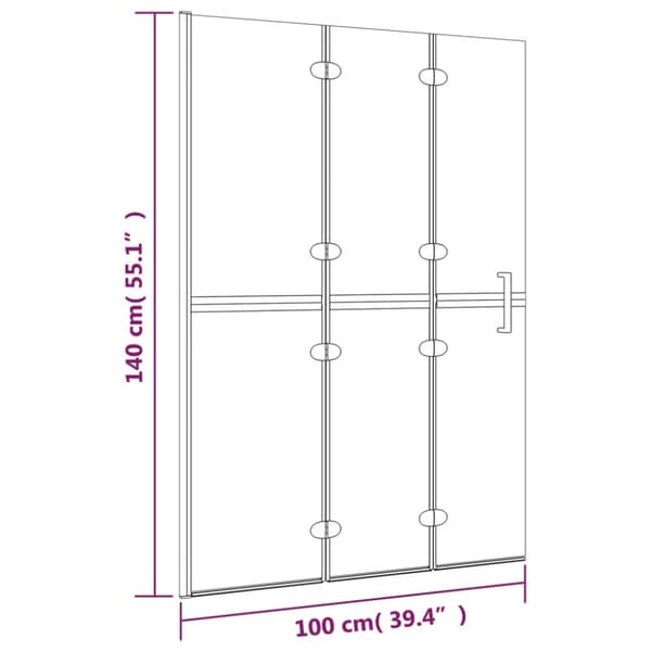 Duschvägg fällbar ESG 100x140 cm vit