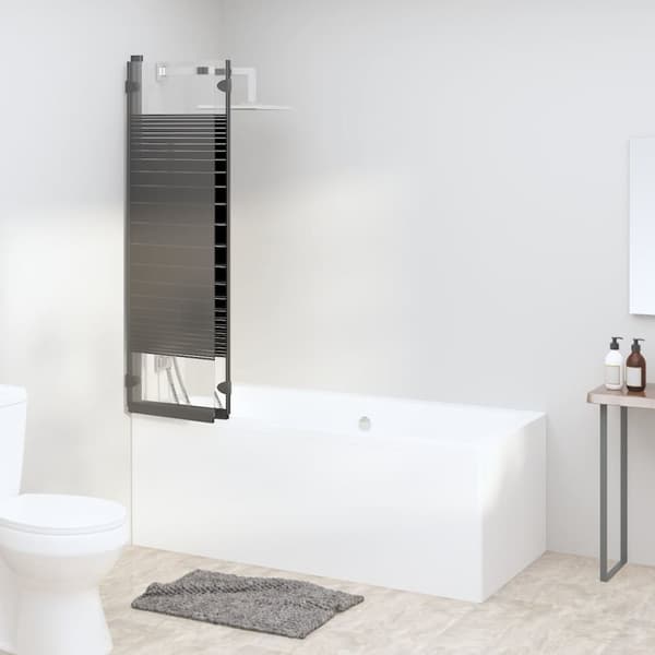 foldbar brusevæg 3 paneler 130x130 cm sikkerhedsglas sort