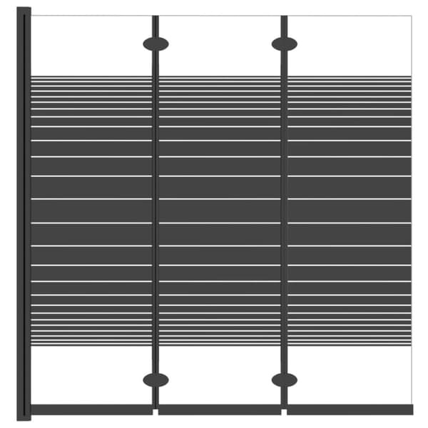 foldbar brusevæg 3 paneler 130x130 cm sikkerhedsglas sort