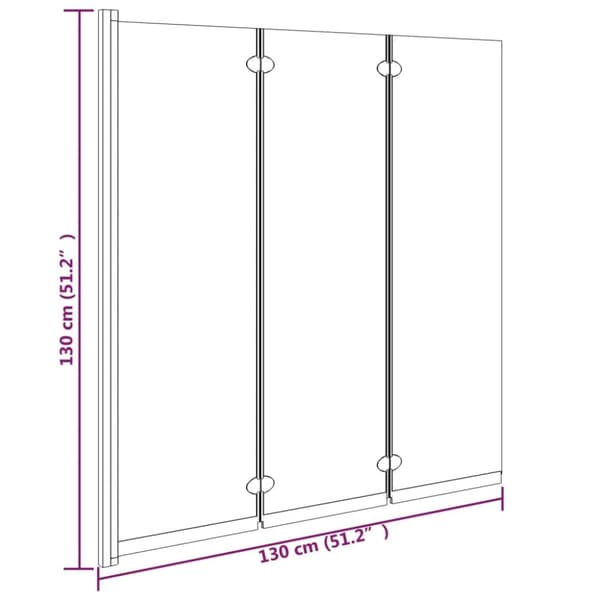 foldbar brusevæg 3 paneler 130x130 cm sikkerhedsglas sort