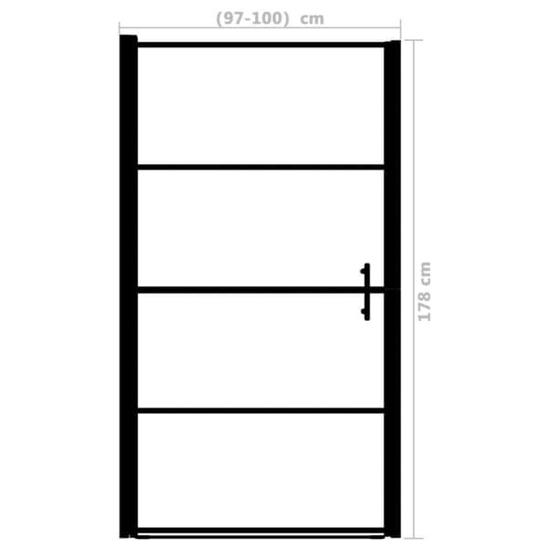 brusedør 100x178 cm matteret hærdet glas sort