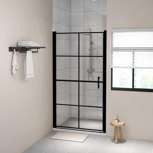 brusedør 100x178 cm hærdet glas sort