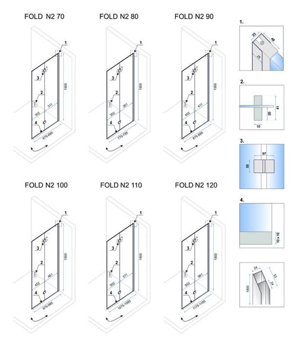 Taitettava suihkukaappi REA Fold N2 90x110