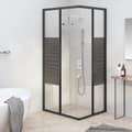 Miniatyrbillede 10 af 10: brusekabine 90x70x180 cm sikkerhedsglas stribet sort