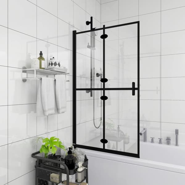 foldbar brusekabine 80x140 cm sikkerhedsglas sort