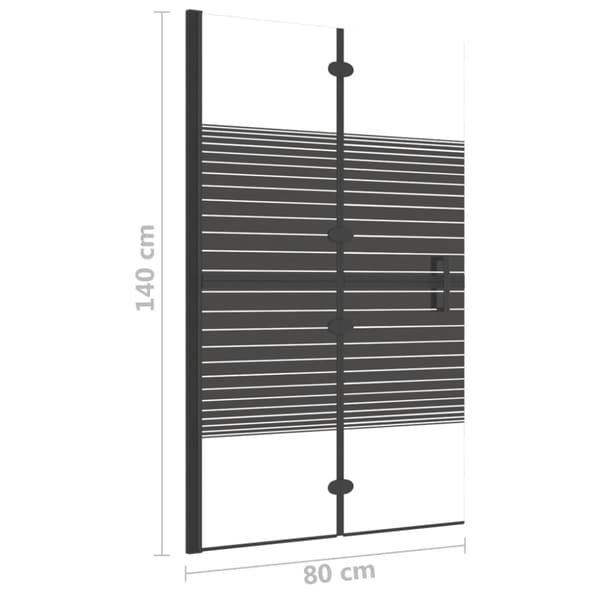 vidaXL foldbar bruseafskærmning 80x140 cm sikkerhedsglas sort - Brusedøre & -kabiner