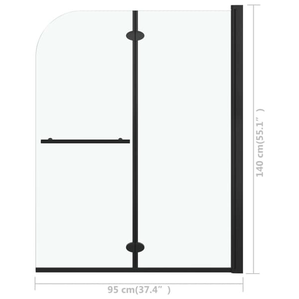 vidaXL Taittuva suihkukaappi 2 paneelia ESG 95x140 cm musta -  Suihkuovet & -kulmat