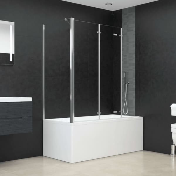 vidaXL brusevæg til badekar 120x69x130 cm hærdet glas gennemsigtigt -  Brusedøre & -kabiner