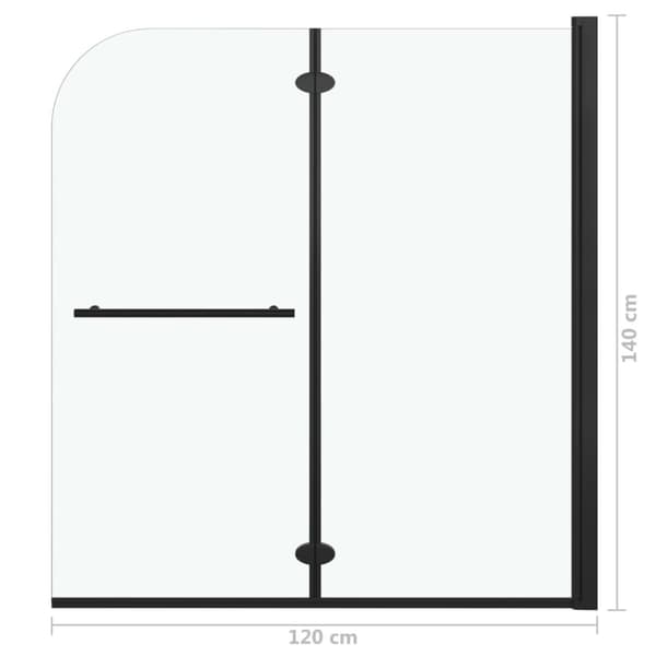 vidaXL foldbar brusekabine 2 paneler ESG 120x140 cm sort -  Brusedøre & -kabiner