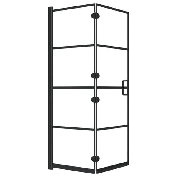 vidaXL foldbar bruseafskærmning 100x140 cm sikkerhedsglas sort -  Brusedøre & -kabiner