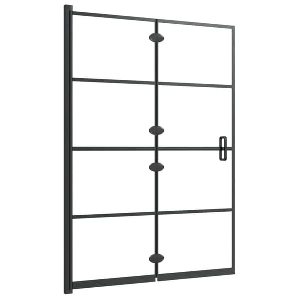 vidaXL foldbar bruseafskærmning 100x140 cm sikkerhedsglas sort -  Brusedøre & -kabiner