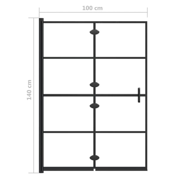 vidaXL foldbar bruseafskærmning 100x140 cm sikkerhedsglas sort -  Brusedøre & -kabiner