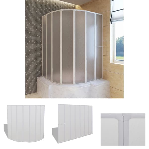 Bad Skærm 140 x 168 cm 7 Foldbare Paneler med håndklædeholder -  Brusedøre & -kabiner