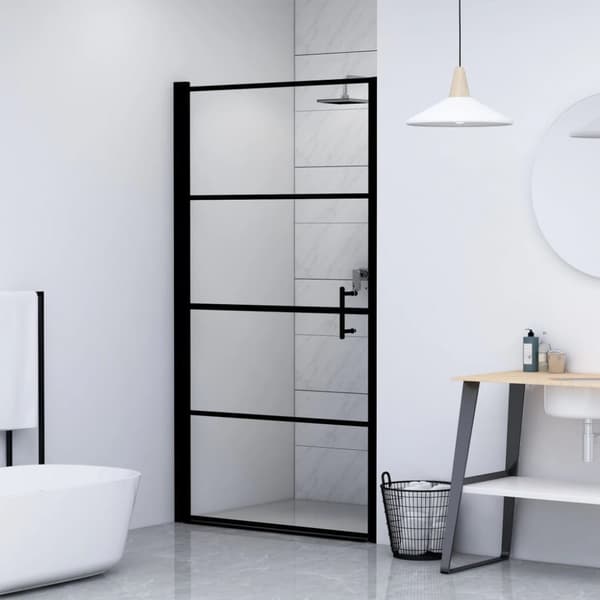 Brusedør 81 x 195 cm hærdet glas sort - Brusedør - Brusedøre - Home & Living
