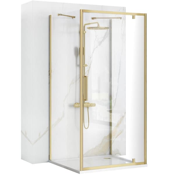 Väggmonterad duschkabin RAPID SWING BORSTAT GULD 100x80