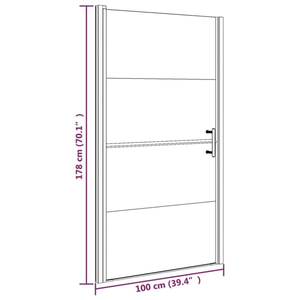 brusedør 100x178 cm halvmatteret hærdet glas sort