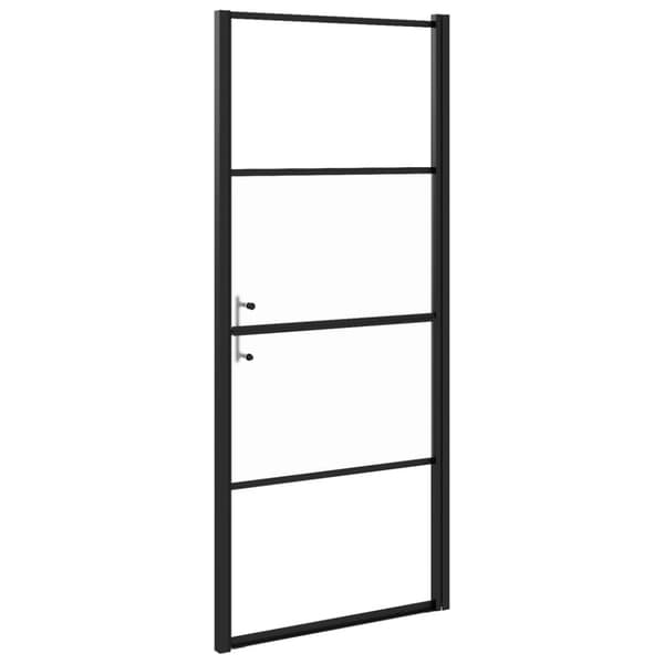 brusedør 81x195 cm halvmatteret hærdet glas sort