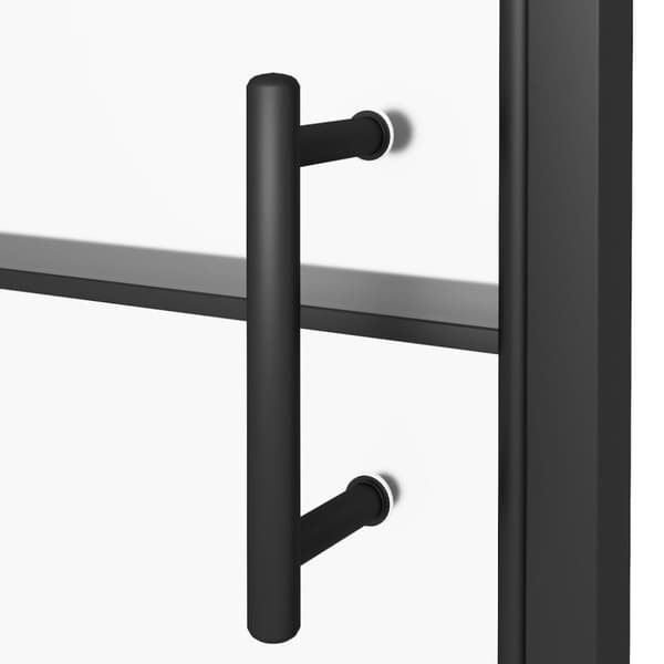 brusedør 81x195 cm halvmatteret hærdet glas sort