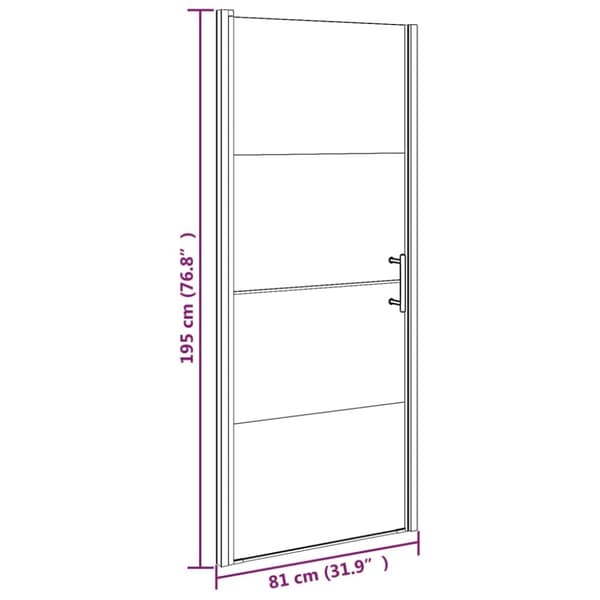 brusedør 81x195 cm halvmatteret hærdet glas sort