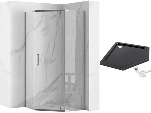 AXIN CHROM KABIN 90x90 + DIAMOND VIT TRÅG