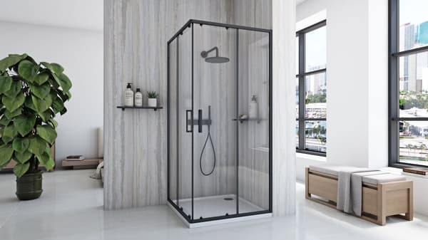 CITY SORT KABINE + SAVOY HVID BUND 90x90
