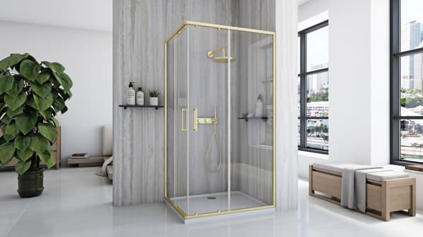 CITY BØRSTET GULD KABINE + SAVOY SORT BUND 80x100