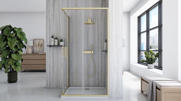 CITY BØRSTET GULD KABINE + SAVOY SORT BUND 80x100