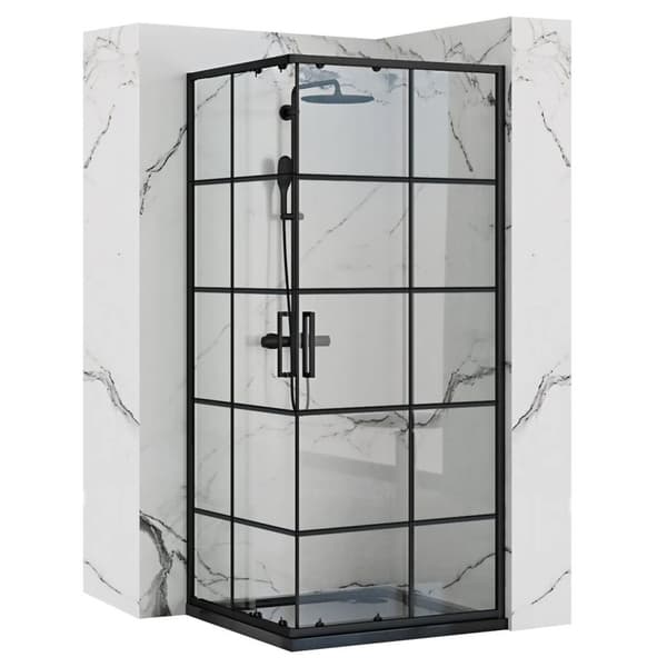 CONCEPT SORT KABINE 90x90 + SAVOY HVID BUND