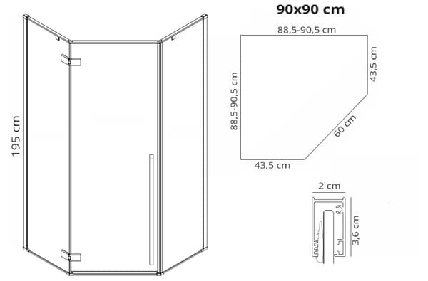 DIAMOND SVART KABIN + DIAMOND SVART TRÅG 90x90