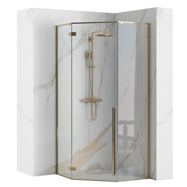 DIAMOND GULD KABINE + DIAMOND HVID BUND 90x90