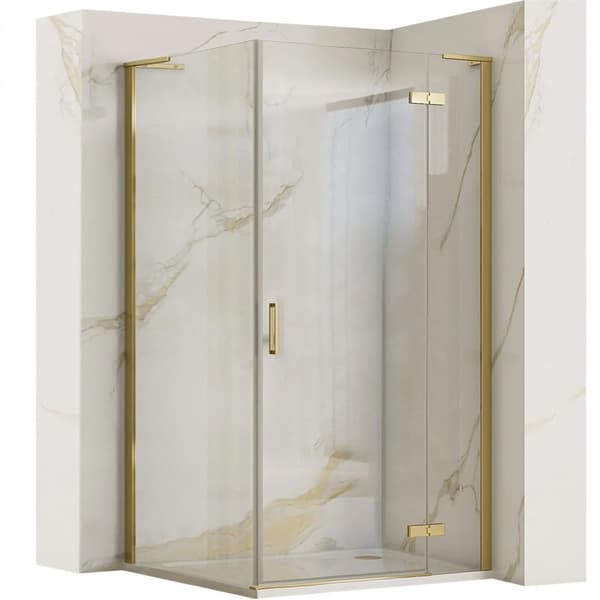 HUGO BØRSTET GULD BRUSEKABINE 100x90