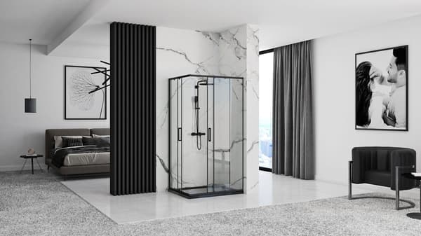 PUNTO BLACK 80x100 + SAVOY MUSTA SUIHKUKABINETTI