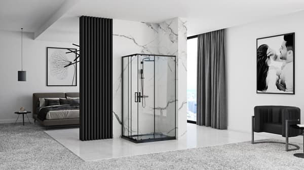 PUNTO BLACK 80x100 + SAVOY MUSTA SUIHKUKABINETTI