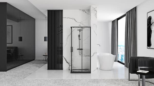PUNTO BLACK 90x90 + SAVOY VALKOINEN SUIHKUKABINETTI